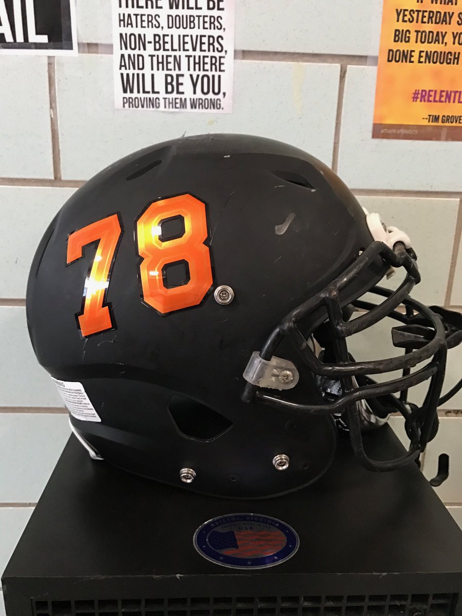 FortLeeAD's tweet photo. Thanks to @schutt_ny_nj & @schuttsports for the chrome number decals for our helmets. They look amazing! #ProtectTheFort. https://t.co/2642G7Wa5r