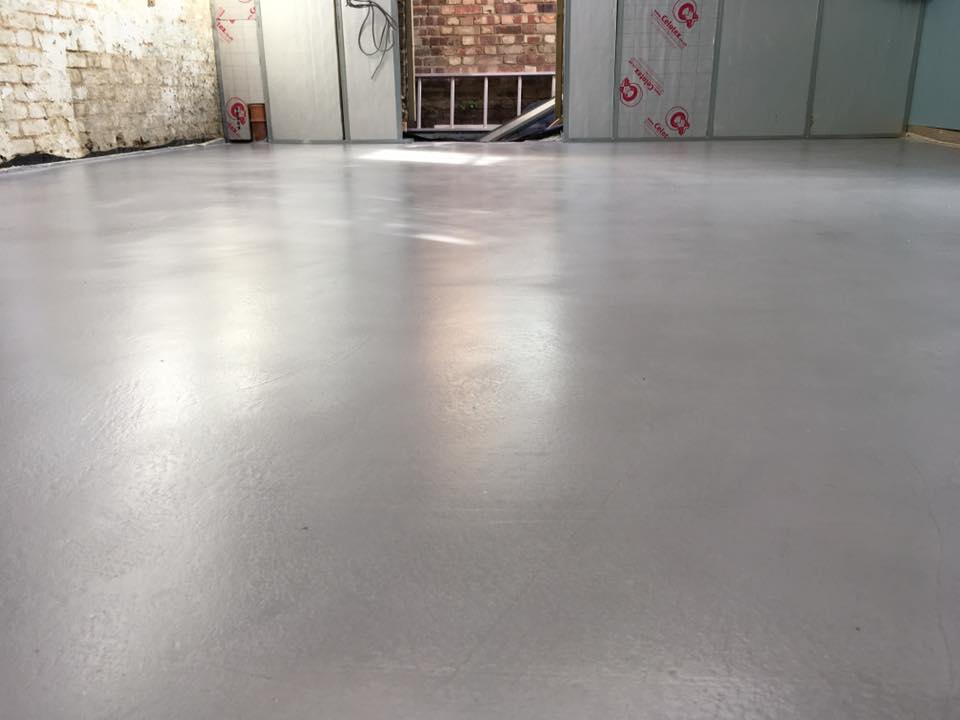 Flexflooring's tweet photo. 365m2 of concrete grey microscreed in Hackney https://t.co/eNYs4kLewv