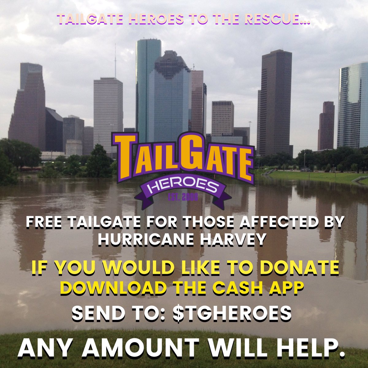 lovejaydru's tweet image. A FREE TAILGATE! @ Curry Chapel Church in Brookshire. A shelter housing Hurricane Harvey Victims, on Saturday September 2nd! #anyamounthelps