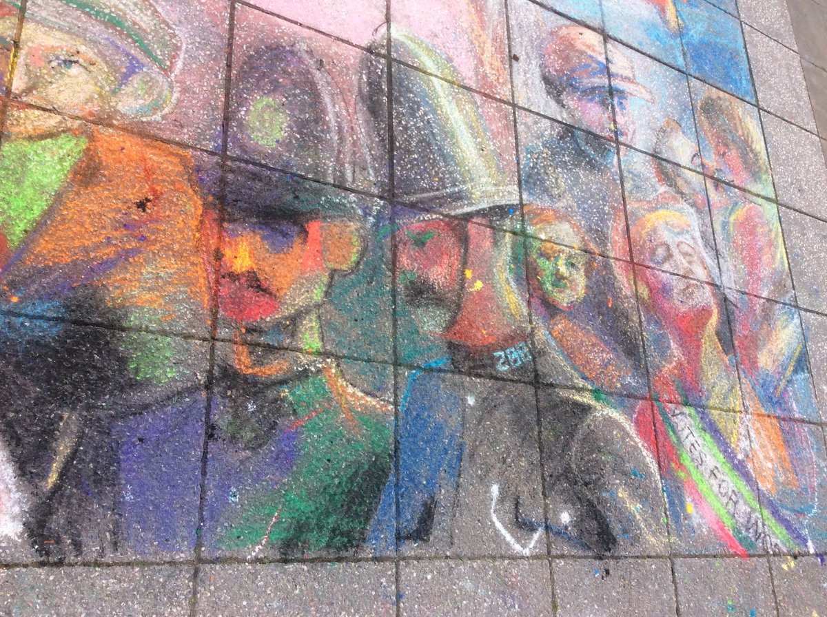 lye_crewe's tweet photo. Beautiful Ada Nield Chew pavement art in Crewe Festival. Artist Philip Garrett. 💜 https://t.co/LWfDqD5OJ7