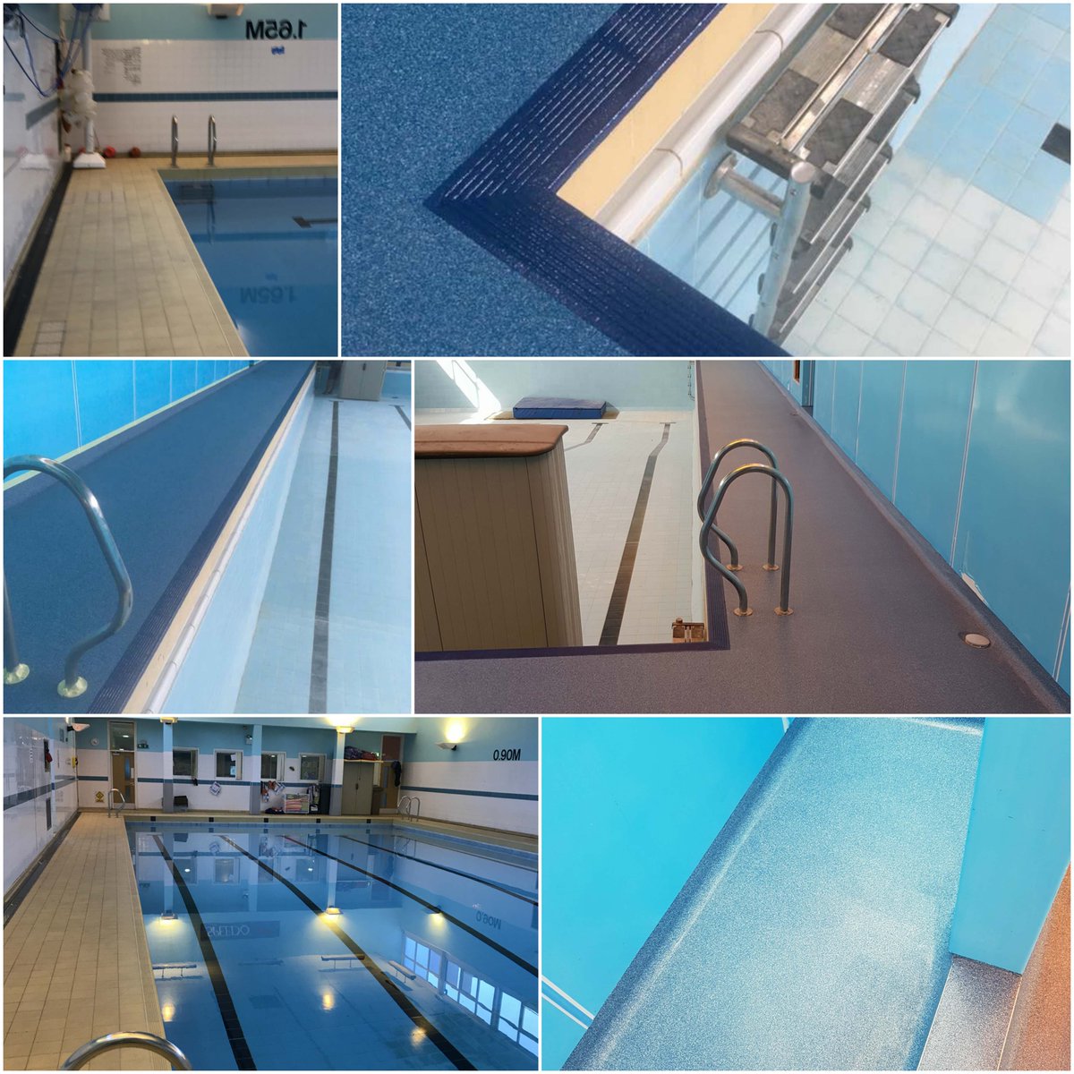 Flexflooring's tweet photo. Another school pool surround transformed. 90m2 of Pacific Stonex sand with coved upstand. https://t.co/dnd71DxC9Y