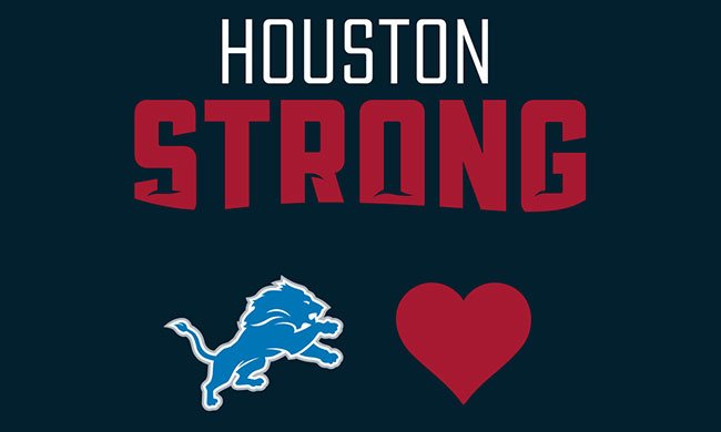 Lions's tweet photo. On behalf of Mrs. Ford and her family, the Detroit Lions have donated $1,000,000 to the @RedCross for Hurricane Harvey relief efforts. https://t.co/RfxkFVqZAE