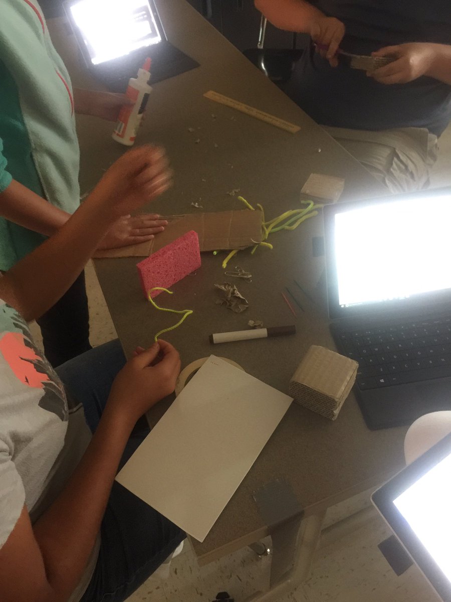 scullotta22's tweet photo. 7th grdrs wrkng on their #PLTW #instantdesignchallenge Redesigning a doorstop! Can't wait for presentations tmrrw! #bhmsSTEM #LLAWarrior https://t.co/l27Ry6wOG6