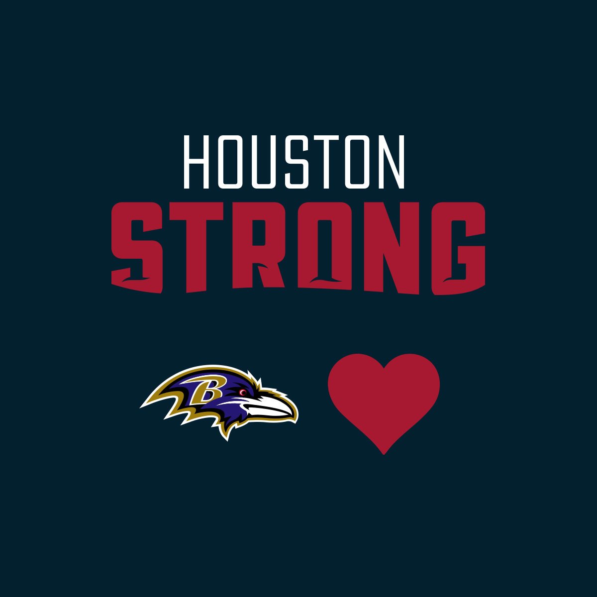 Ravens's tweet photo. The Ravens are donating $1 million to the recovery efforts in Houston. 

Join us in these efforts by donating here: https://t.co/PmJqTkW2qH https://t.co/W99hIqEHG2