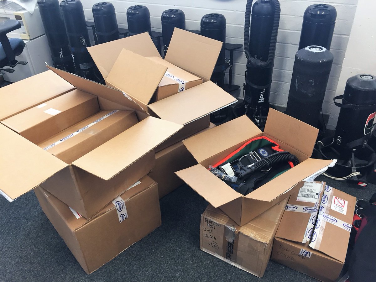 Delivery from our latest <a href="/HalcyonDiving/">HalcyonDiveSystems</a> order for our @UMiamiMPS students' internships - ten new sets of equipment for the growing program!