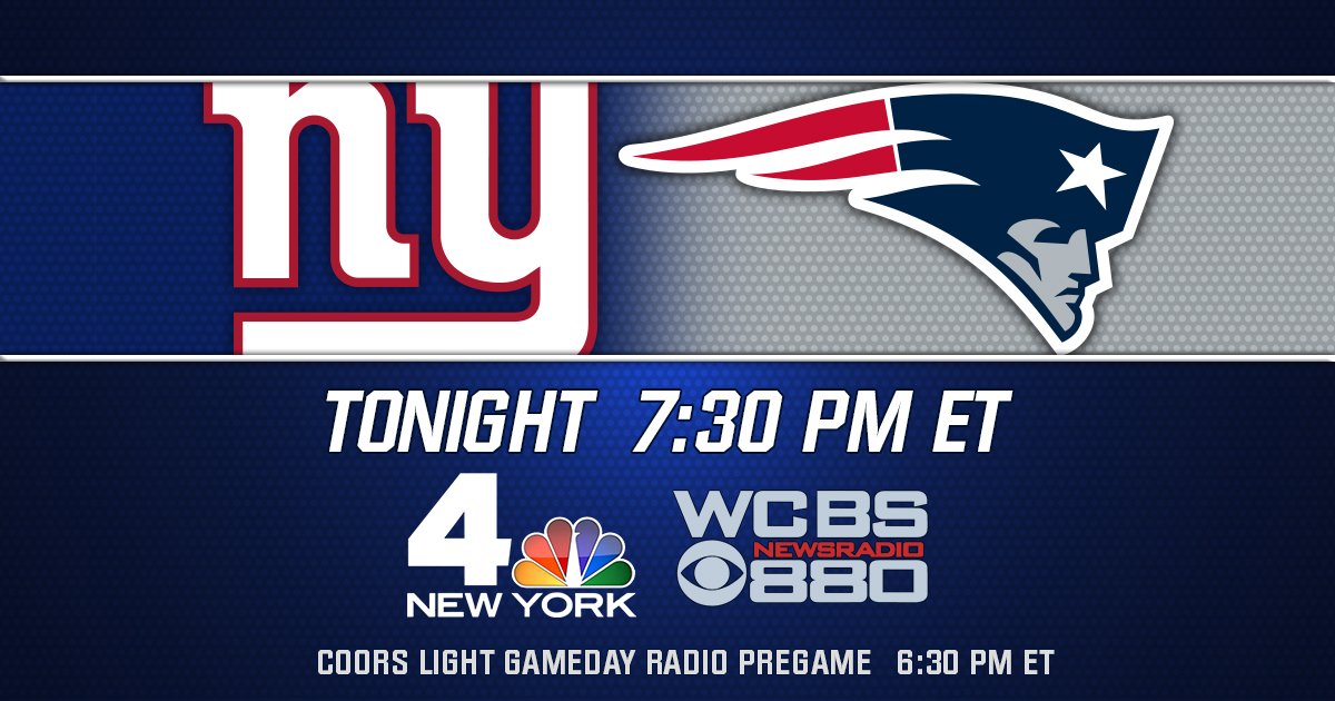 Giants's tweet photo. Big Blue's preseason finale is tonight! Here's how to watch/listen to #NYGvsNE >> https://t.co/cC83wdSt4v https://t.co/qtTC6HyjIZ
