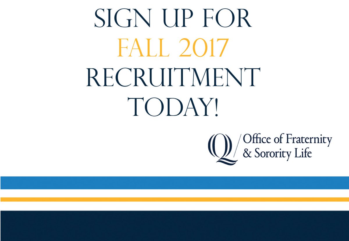 QUFSL's tweet photo. Sorority Fall Formal Recruitment registration closes at 5 PM today! Don't forget to sign up! https://t.co/5GtRVgxbNF https://t.co/XnUkKttah3