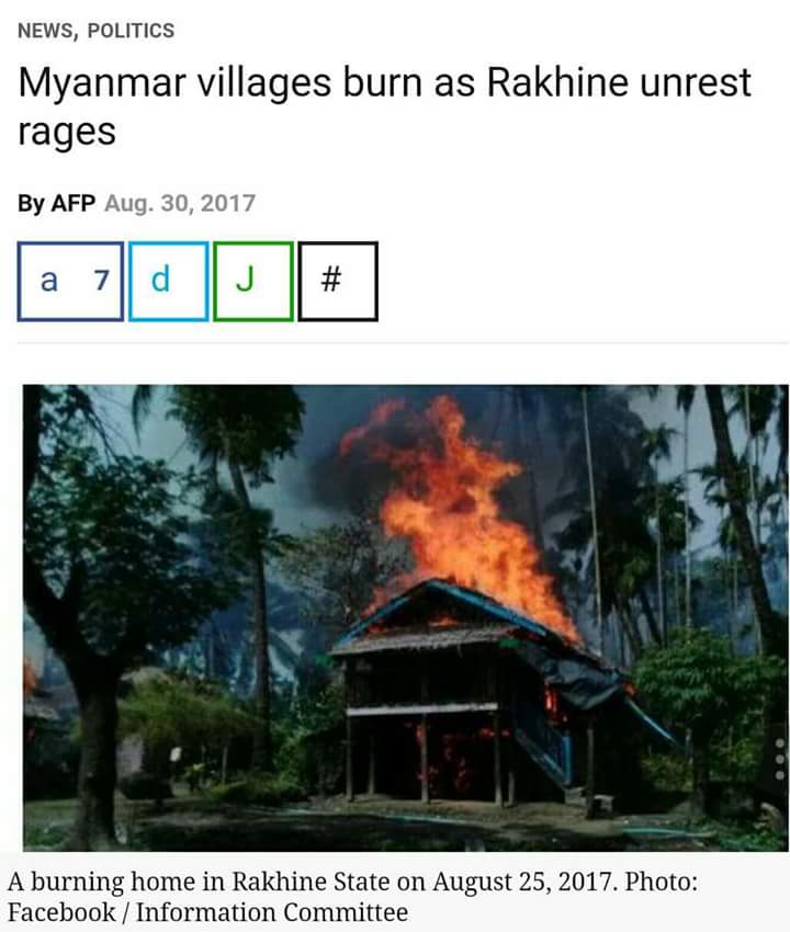 Now Bengali terrorists are destroying and killing the Rakhine state, native villager are running away from them.