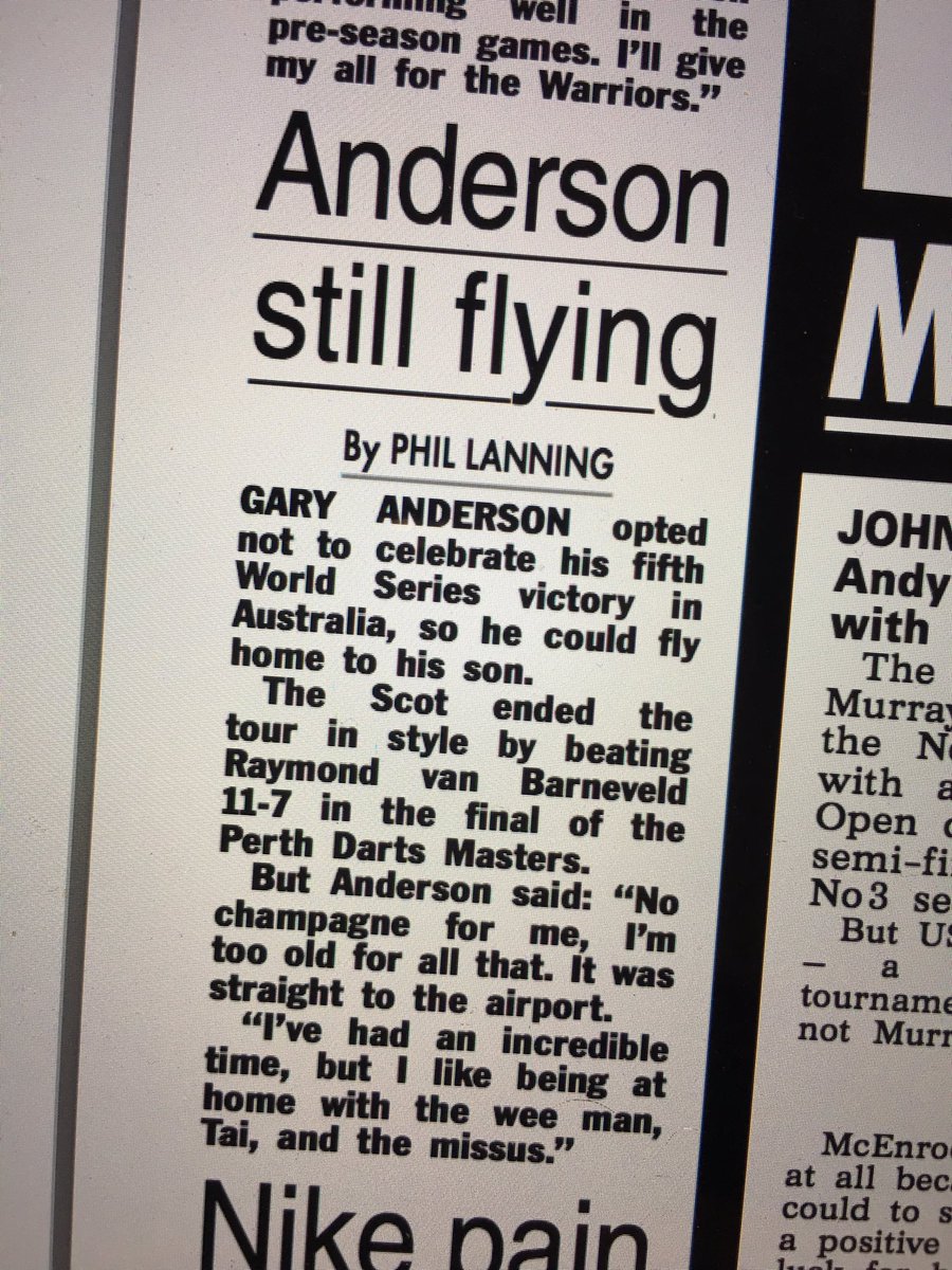 LannoNews's tweet photo. @GaryAnderson180 in @scotsunsport today after #perthdartsmasters win on Sunday @OfficialPDC @UnicornDarts @DunveganDarts #darts https://t.co/KeIlGk1Jfk