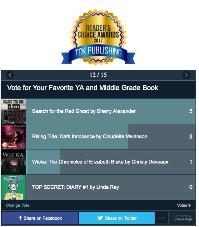 christydeveaux's tweet photo. I'm so excited! #wicka was just nominated for the 2017 Readers Choice Awards! Please vote for it @ https://t.co/948ayH1gKl (category 12 #YA) https://t.co/uiI9Bt8jrt