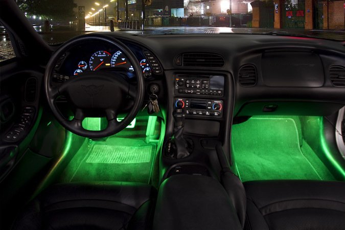 superbrightleds's tweet photo. Customer submitted photo of footwell lights made from green LED light strips. #customer #diy #footwell #accentlights #customcar #carshow https://t.co/ht6JtQSZGm