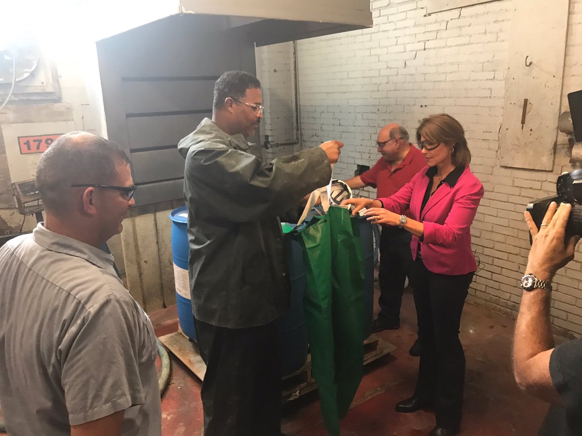 RepCheri's tweet photo. Just wrapped up a #CheriOnShift at Viking Chemical in Rockford. Thanks for the tour, discussion &amp; teaching me how to mix bleach! https://t.co/rI3gSg0nIJ