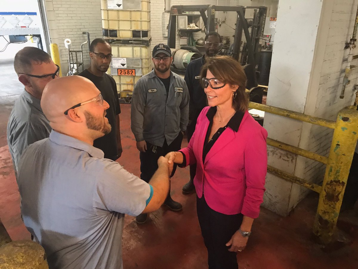 RepCheri's tweet photo. Just wrapped up a #CheriOnShift at Viking Chemical in Rockford. Thanks for the tour, discussion &amp; teaching me how to mix bleach! https://t.co/rI3gSg0nIJ
