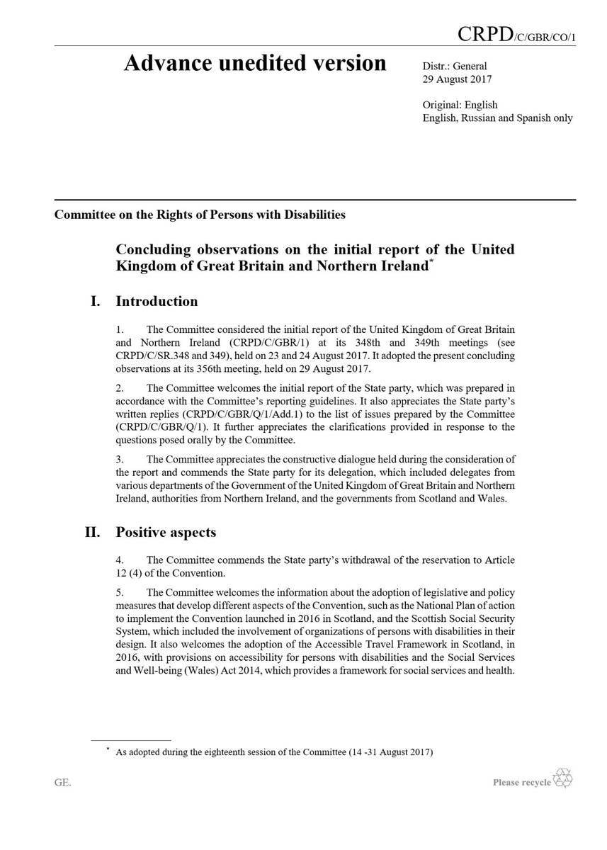 CRAE_official's tweet photo. Important recommendations from @UN for Govt. on disabled children. Must be taken forward. #CRPD17 #ChildRights https://t.co/2lOqj4nF3n