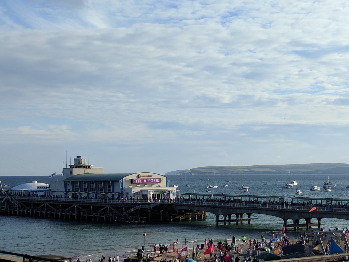 We've arrived in Bournemouth. Red Arrows flying above RFA Argus.