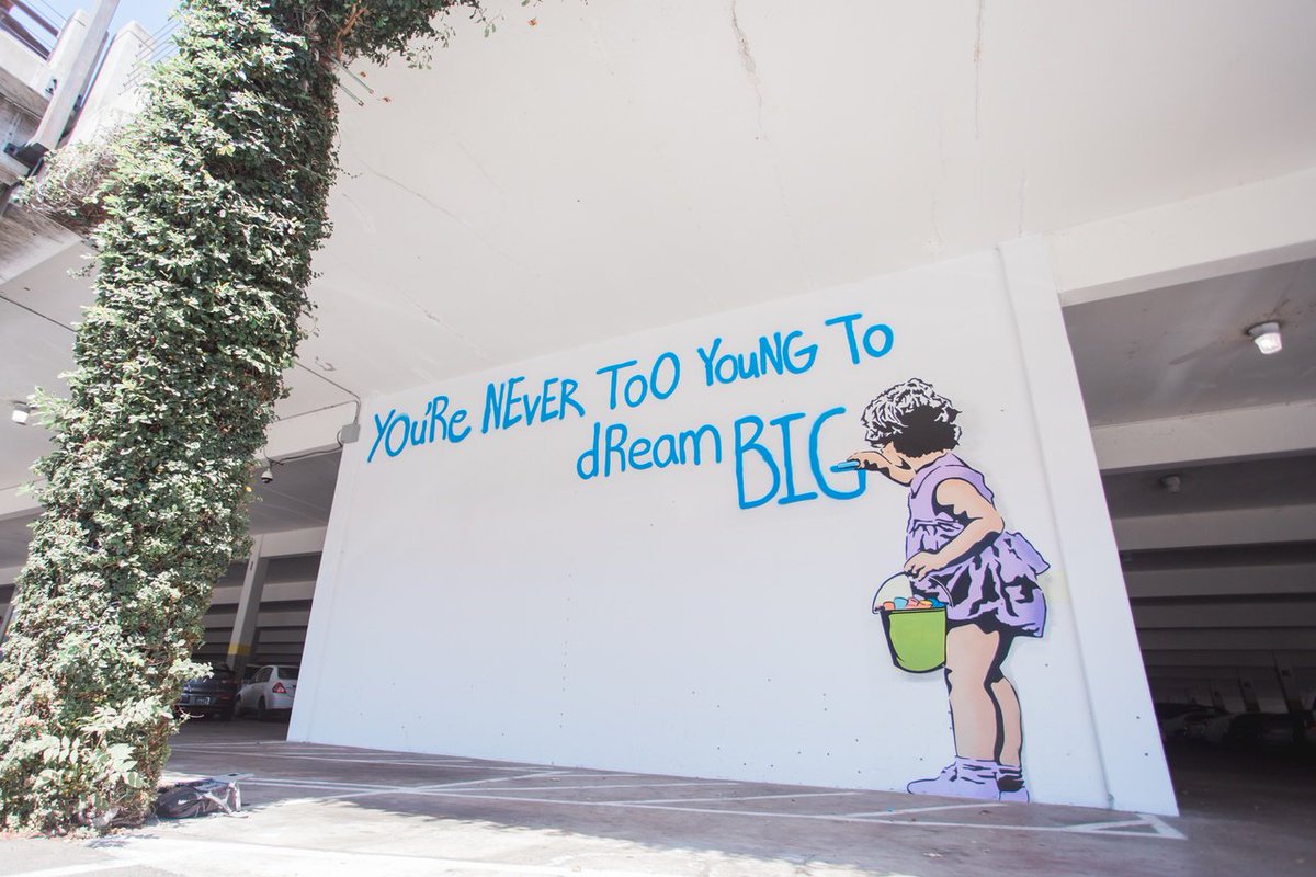Montclair_Place's tweet photo. You're never too young to dream big! Check out our latest art installation by #Hijack out in the parking structure. #ArtWorksMP https://t.co/hrLTWg50xD