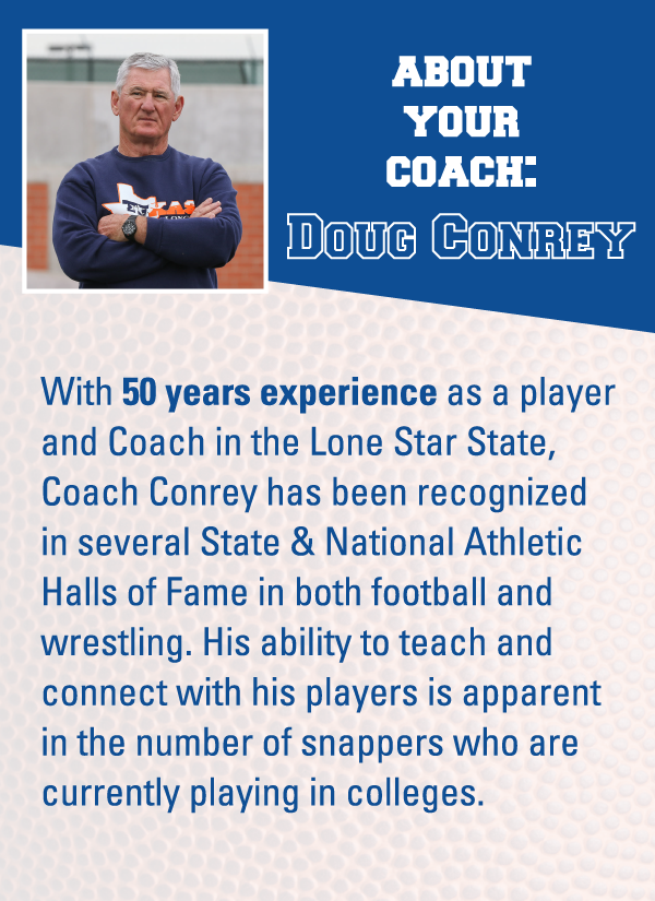 CONREYD1's tweet photo. About your Coach, Doug Conrey!
#txlongsnapping #dougconrey #longsnapping #footballcoach #snappers #longsnappingcamps https://t.co/gW6WPjBgK2