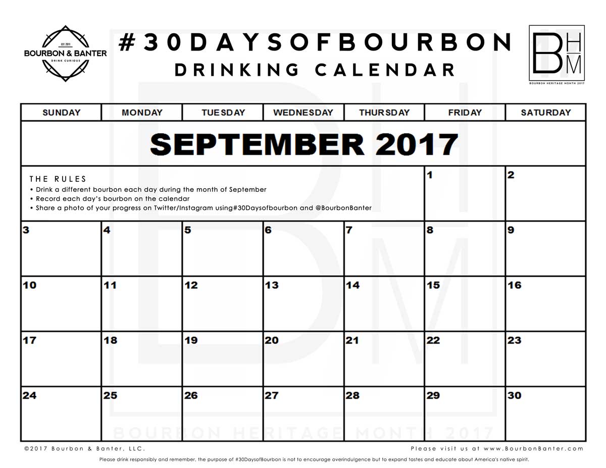 For those joining us for  #30DaysofBourbon you can download our drinking calendar for free. bit.ly/2esBuJ9