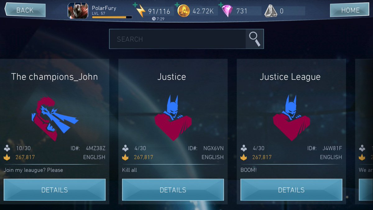PolarPhyn's tweet photo. LEAGUES OPEN BRIEFLY?! 
#injustice2Mobile @How2Computing @HollywoodShono https://t.co/ygBzAVZYL9