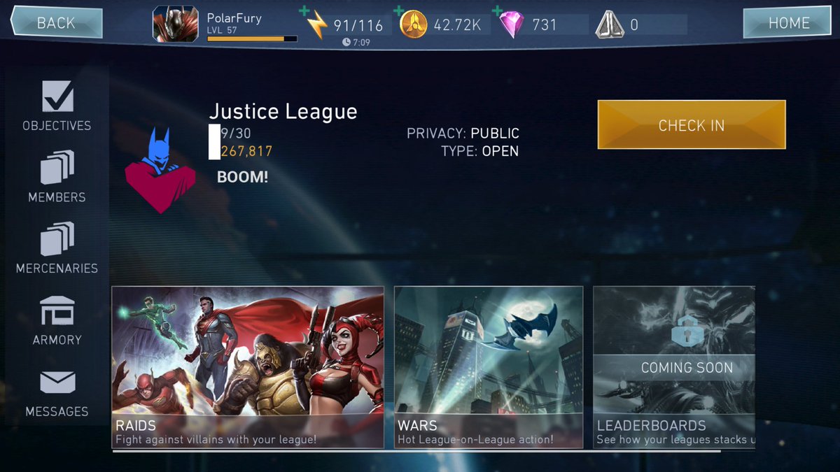 PolarPhyn's tweet photo. LEAGUES OPEN BRIEFLY?! 
#injustice2Mobile @How2Computing @HollywoodShono https://t.co/ygBzAVZYL9