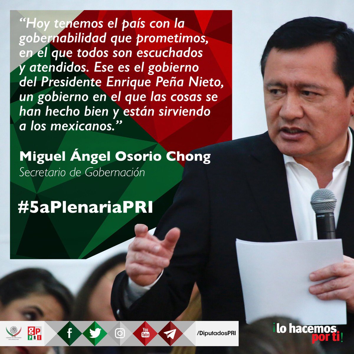 Seguiremos haciendo de la comunicación fluida entre @SEGOB_mx y @DiputadosPRI, comunicación fructífera para México. #5aPlenariaPRI