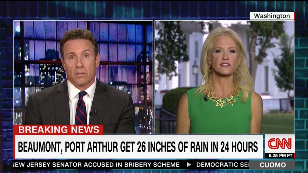 thehill's tweet photo. Conway attacks CNN anchor for bringing up climate change during hurricane relief effort https://t.co/giErSQcJnq https://t.co/xkQjsEWBLN