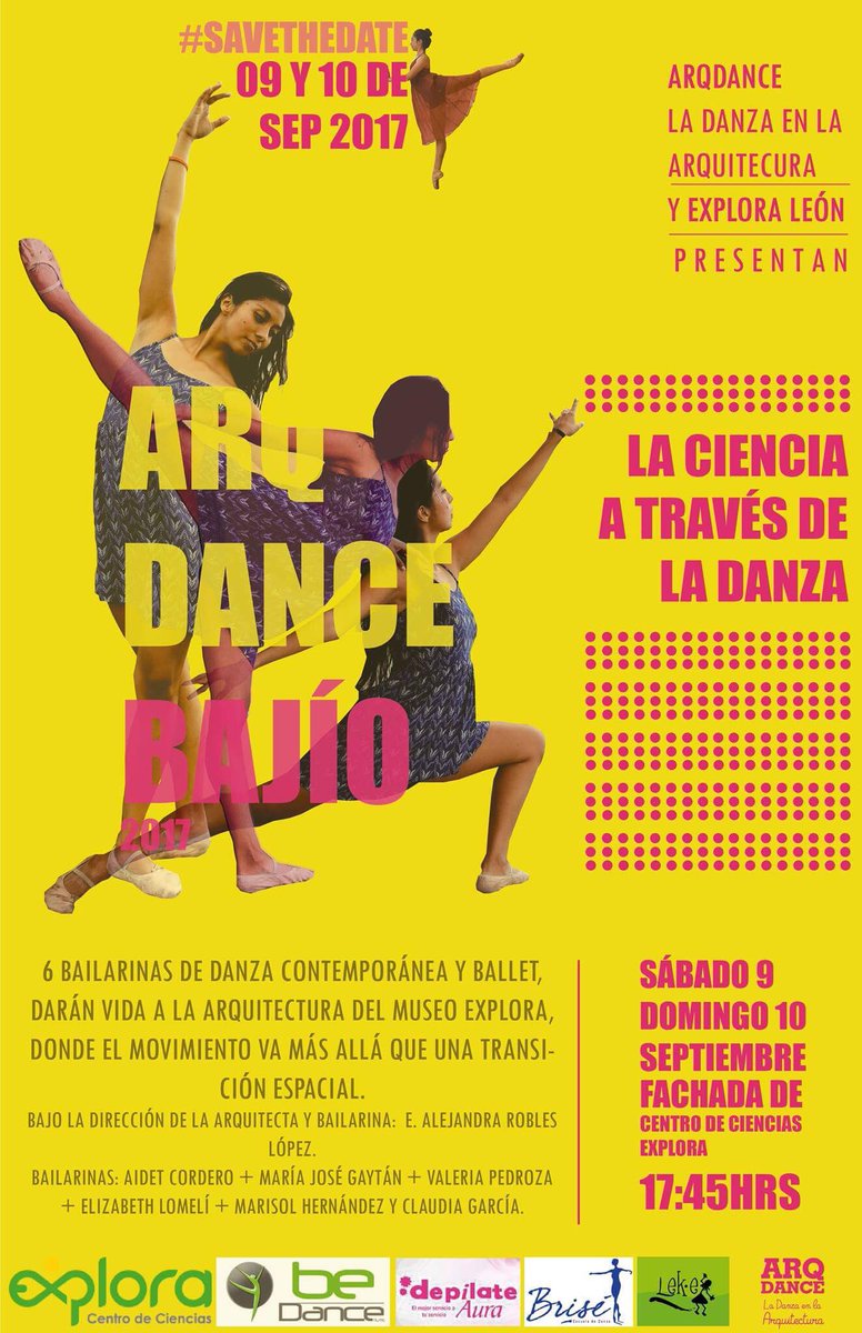 arq_dance's tweet photo. #SaveTheDate este 9 y 10 de SEPTIEMBRE. #ARQDANCE dejará huella en la arquitectura del @ExploraLeon. @BonitoLeonGto los esperamos. https://t.co/wmYwJseXke