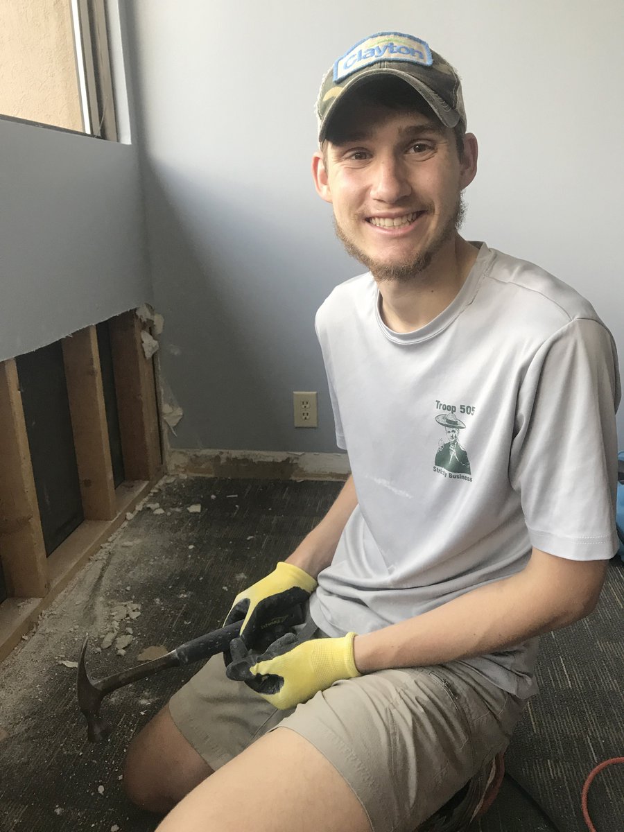 PiArchitects's tweet image. Our local celebrity, Matthew Warrick, is back hard at work cleaning up water damage at Pi offices left behind from Hurricane Harvey.