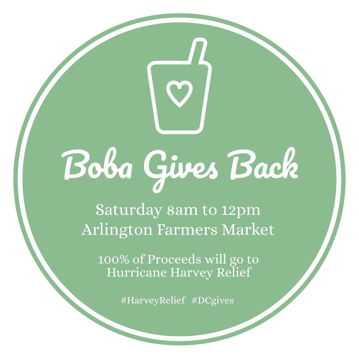 A delicious way to support #HarveyRelief: Buy a bubble tea from us on Saturday and 100% of the money you spend will be donated to <a href="/RedCross/">American Red Cross</a>.