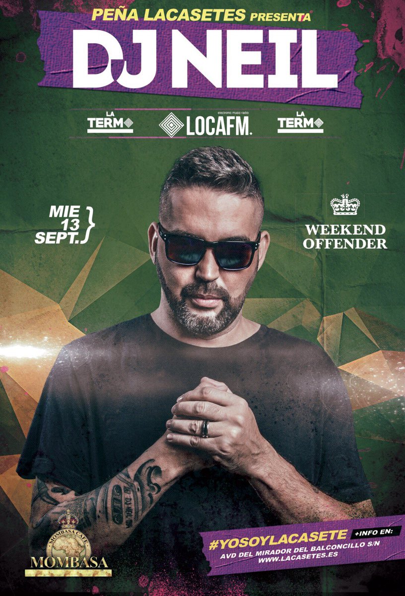 LACASETES's tweet photo. Tenemos el placer de presentar a @neilsole ,  nos acompañará el miércoles 13/09 con nuestra fiesta remember de @mombasaguada  🚒🙌🏼 https://t.co/bA4GOZiUMM
