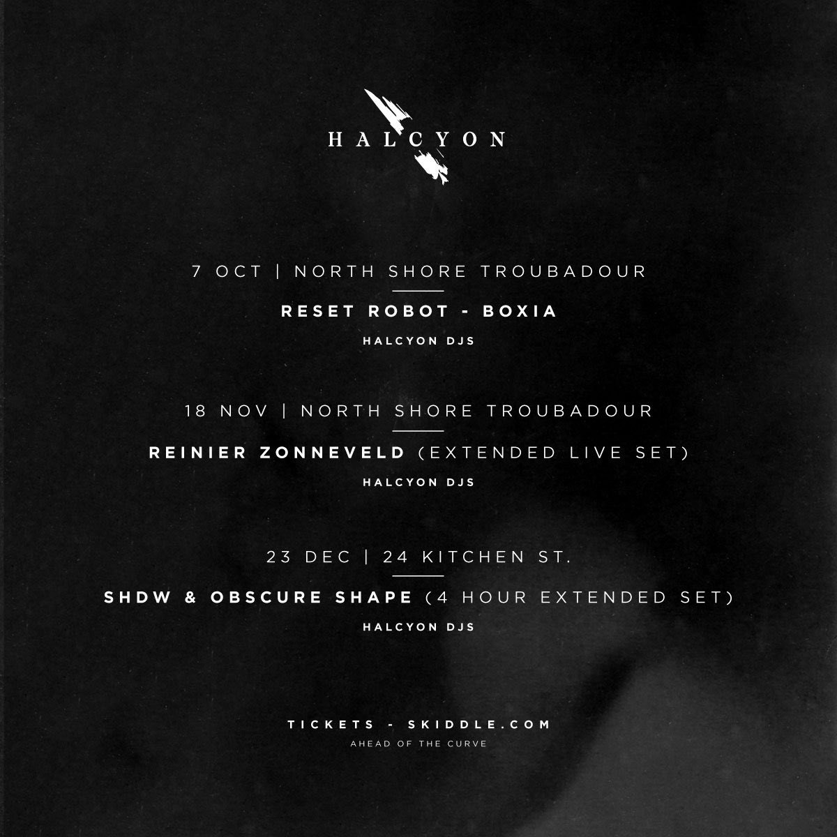 HalcyonLiv's tweet photo. A truly techno phenomenon is upon us! We're back with a cyclone of events... 🌑 Tickets available on skiddle 😈 https://t.co/xpr7e182Rk