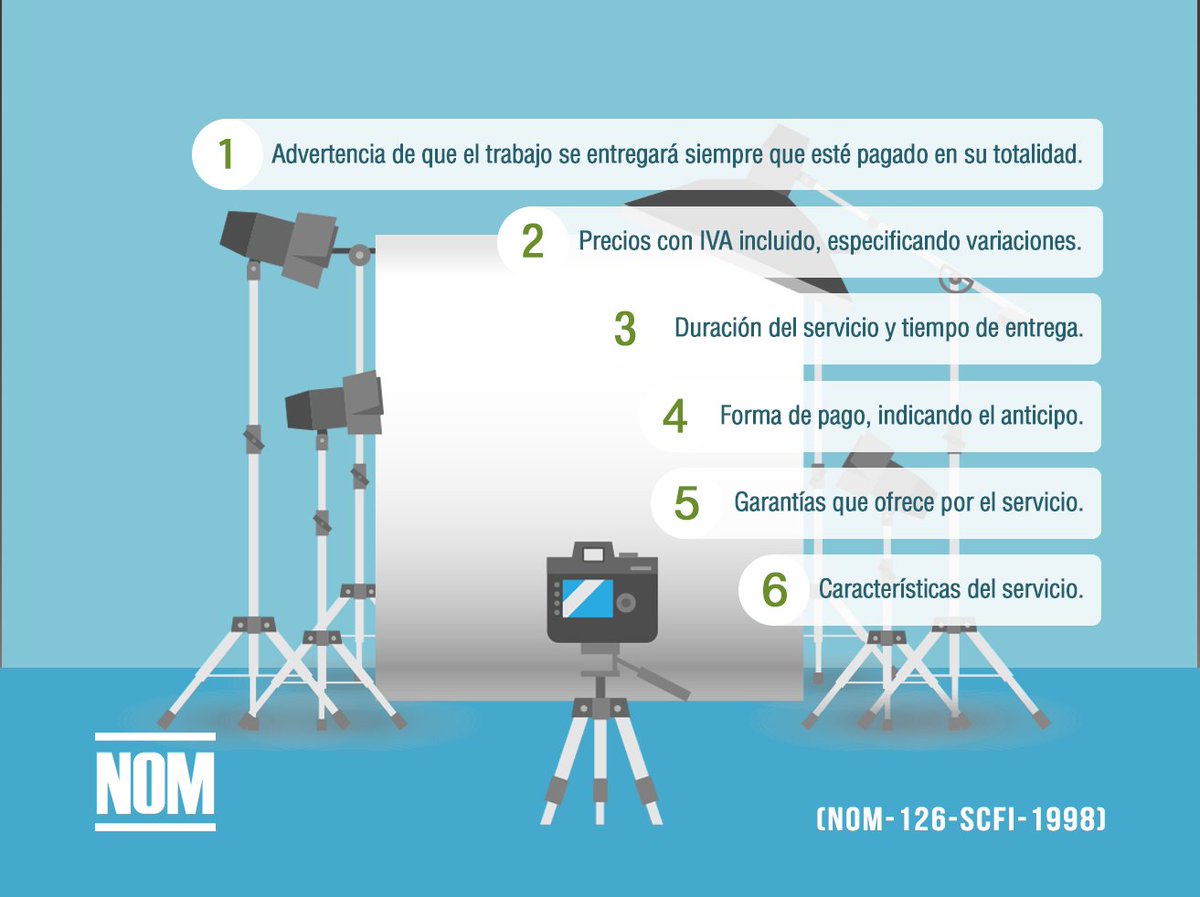 NOM_MX's tweet photo. ¿Estás por contratar un servicio fotográfico o de vídeo? Esta NOM establece la información que deben proporcionarte. https://t.co/D3uQYS8Z6w