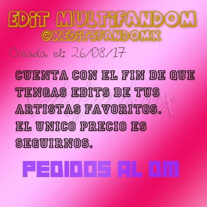 xEditsFandomx's tweet photo. ⚠IMPORTANTE ⚠
✋LEER ANTES DE PEDIR UN EDIT✋ 📌ESTAMOS CONTRATANDO ADMINISTRADORES📌 ✨INTERESAD@S MANDEN DM✨
➡PEDIDOS AL DM⬅

-Staff💫 https://t.co/6mF5cGetav