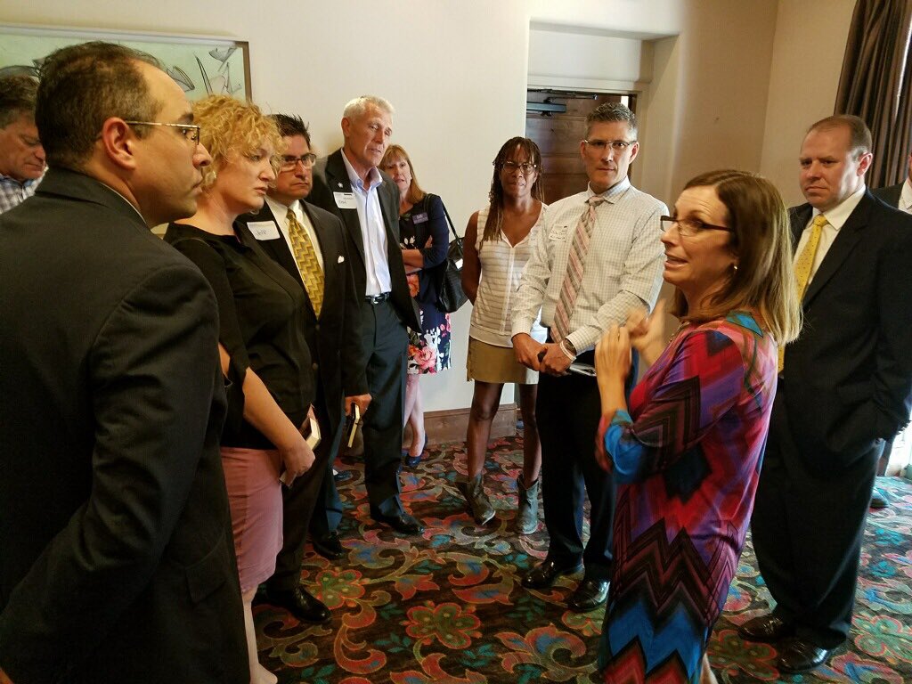 MarthaMcSally's tweet photo. Today I'm answering questions and speaking to 150 Hispanic business leaders in Tucson. https://t.co/dsHPOrEYZE