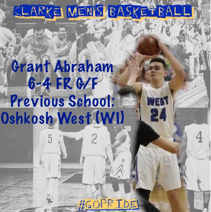 ClarkeMBB's tweet photo. #CUMBB would like to welcome @GrantAbraham24 , Freshman from Oshkosh West HS (WI) #CUWelcomeWeek https://t.co/jAcqf2IuPd