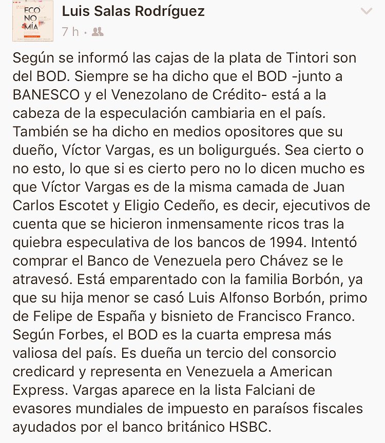 Un poco de historia sobre el Banco BOD y los 200 millones de Bolívares deTintori.