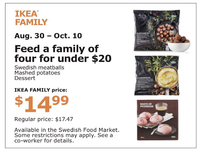 IKEABaltimore's tweet photo. Feed a family of 4 for under $20 @IKEABaltimore https://t.co/F3I5nCHTfU