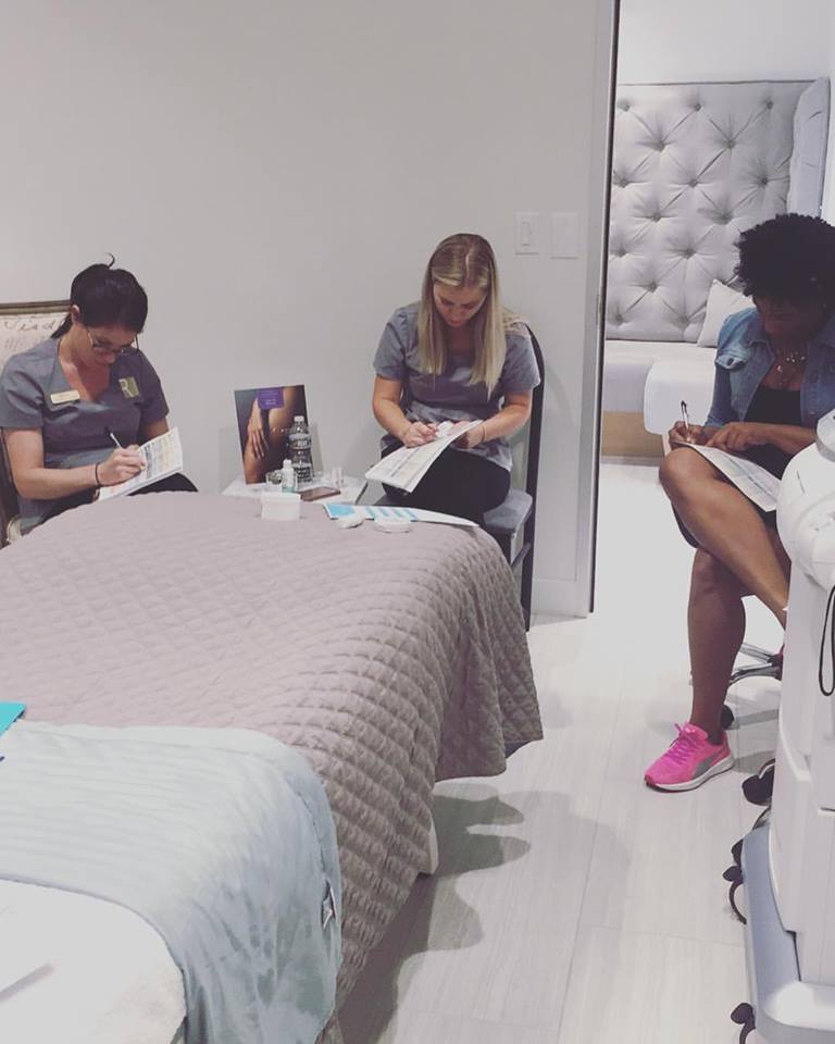 RivaHealth's tweet photo. Our Clinical #Aestheticians in the midst of a training course 2 become more knowledgeable on our Medical Grade #SkinLine. #PhillySpa https://t.co/d1q6xLi2I8