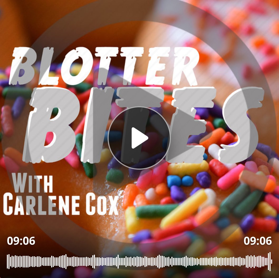 carlene_cox's tweet photo. New Blotter Bites! The weirdness continues https://t.co/vg2DWmGjZO with @TMSGateHouse https://t.co/SXlACjNJx4