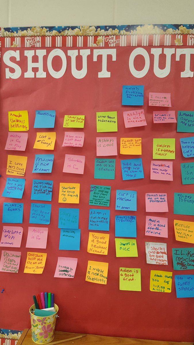 Shout out board! Kids write positive comments about others!#environmentofrespect <a href="/drnehrig/">Paul M. Nehrig</a> <a href="/ForestLakeVCS/">Forest Lake Elementary School</a>  <a href="/DenielleDutil/">Denielle Dutil</a> @D_Sanford14
