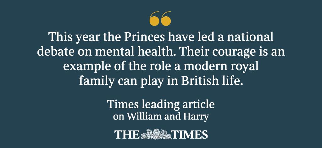 Having spoken out about grief, depression and mental health, William and Harry are the People's Princes thetim.es/2xPmSHN