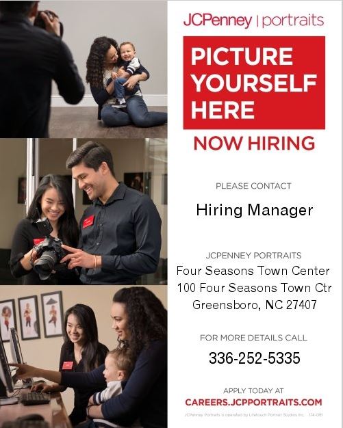 FourSeasonsTC's tweet photo. JCPenney Portraits at Four Seasons Town Centre is currently hiring! https://t.co/3xQobu0LvD
