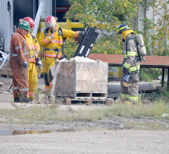OPP and WNFS actively investigating a box containing suspicious materials, discovered behind De Dietrich Boilers in #MountForest.