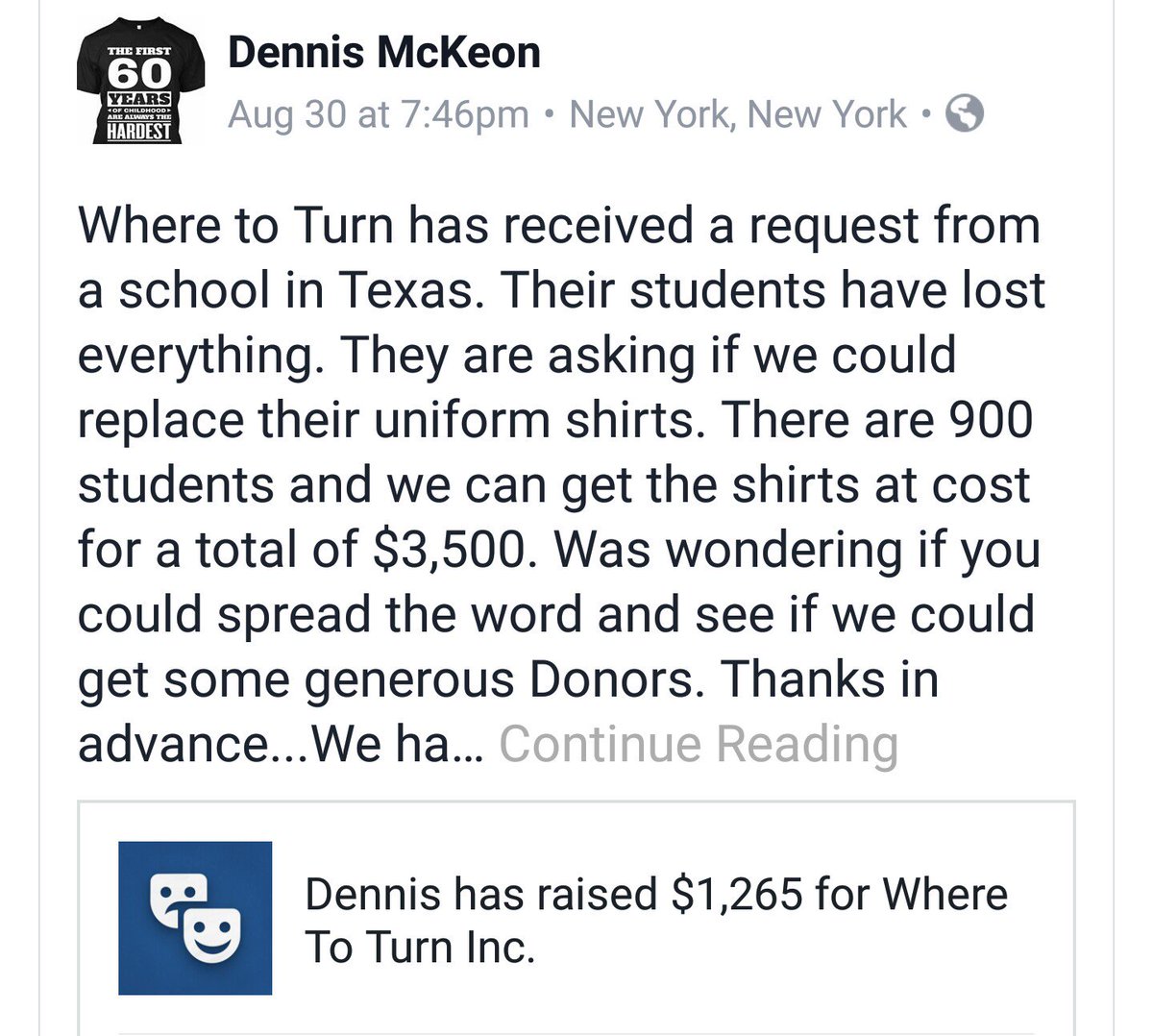 WhereToTurnSI's tweet photo. #statenisland #donate #HarveyRelief #Texas #HoustonStrong #TexasStrong  Let's help these kids get #backtoschool https://t.co/ecofACQjvU