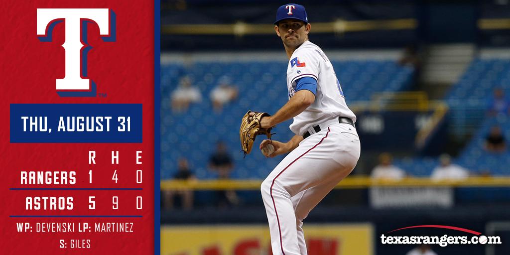 Rangers's tweet photo. RECAP: Rangers drop series finale with the Astros. https://t.co/1rimVV2lWy https://t.co/5xVYaOGpWy