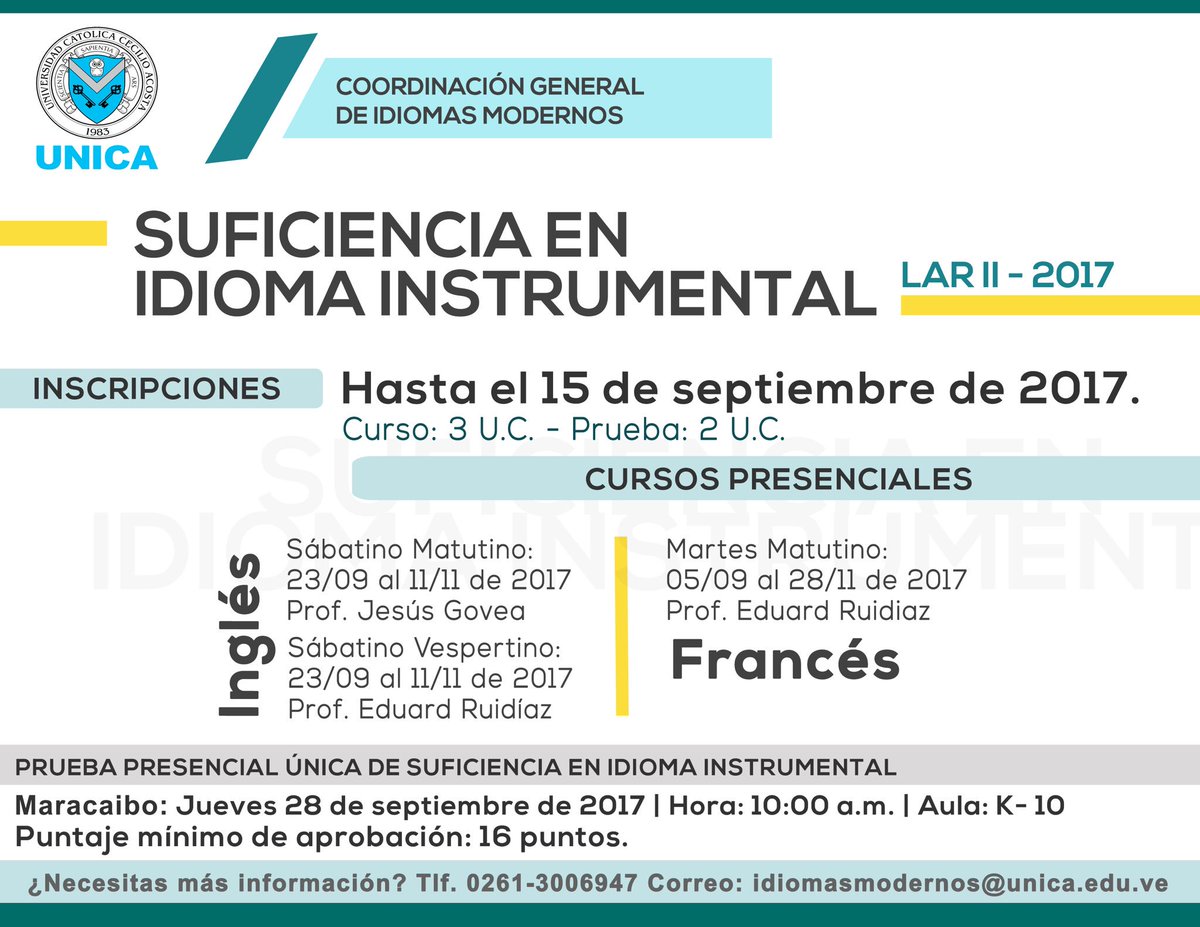 UNICAeduve's tweet photo. Extendimos el plazo de inscripción del curso o la prueba de Suficiencia en Idioma Instrumental. ¡Aprovecha y cumple este #RequisitoDeEgreso! https://t.co/BdeTVWk9HO