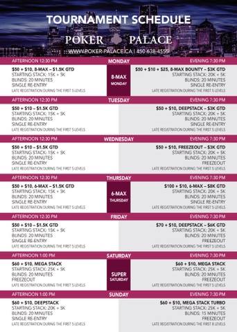 SEPTEMBER TOURNAMENT SCHEDULE !

#pokerpalacemtl #poker #tournament