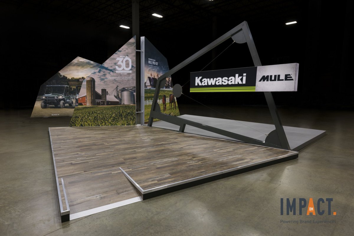 ImpactXM's tweet photo. Check out the new Kawasaki MULE side x side display we designed at #FPS17! #FPS2017 https://t.co/G1dlJVObVQ https://t.co/VzZNmzE2d0