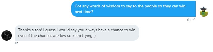 Winner of the virtual item code's words of wisdom! Who will win next time!? Find out whenever I can be arsed to do another giveaway!
