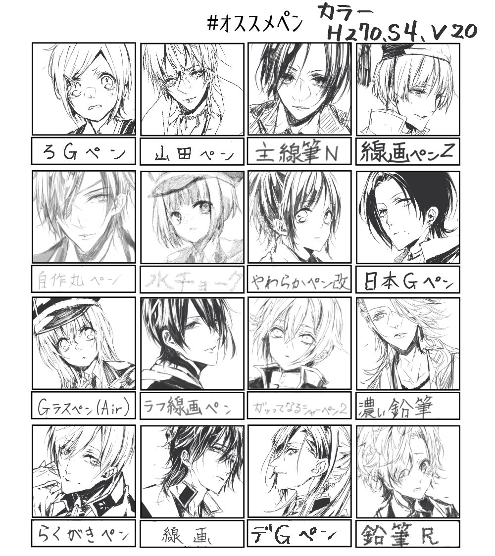 榎本 尚 とうらぶキャラでおススメペンやってみた 日本gペンは癖がなくて万人向けで使いやすいです 主線筆n 線画ペンz ラフ 線画ペン 自作丸ペン ろgペンはカラーの線画に使ってます 本当にどれも使いやすいのでおすすめ Clipstudio オススメペン